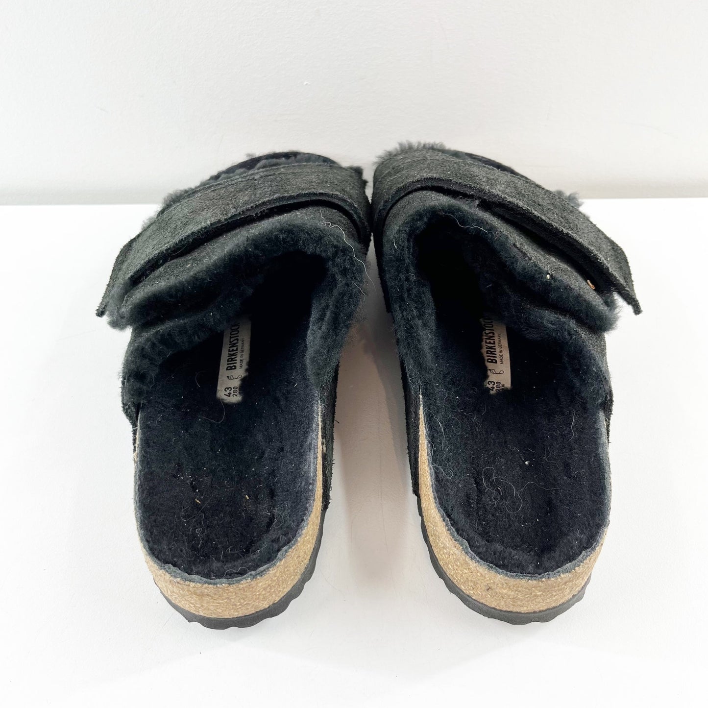 Birkenstock Kyoto Shearling Suede Leather Slide Sandals Black 43 / W M10