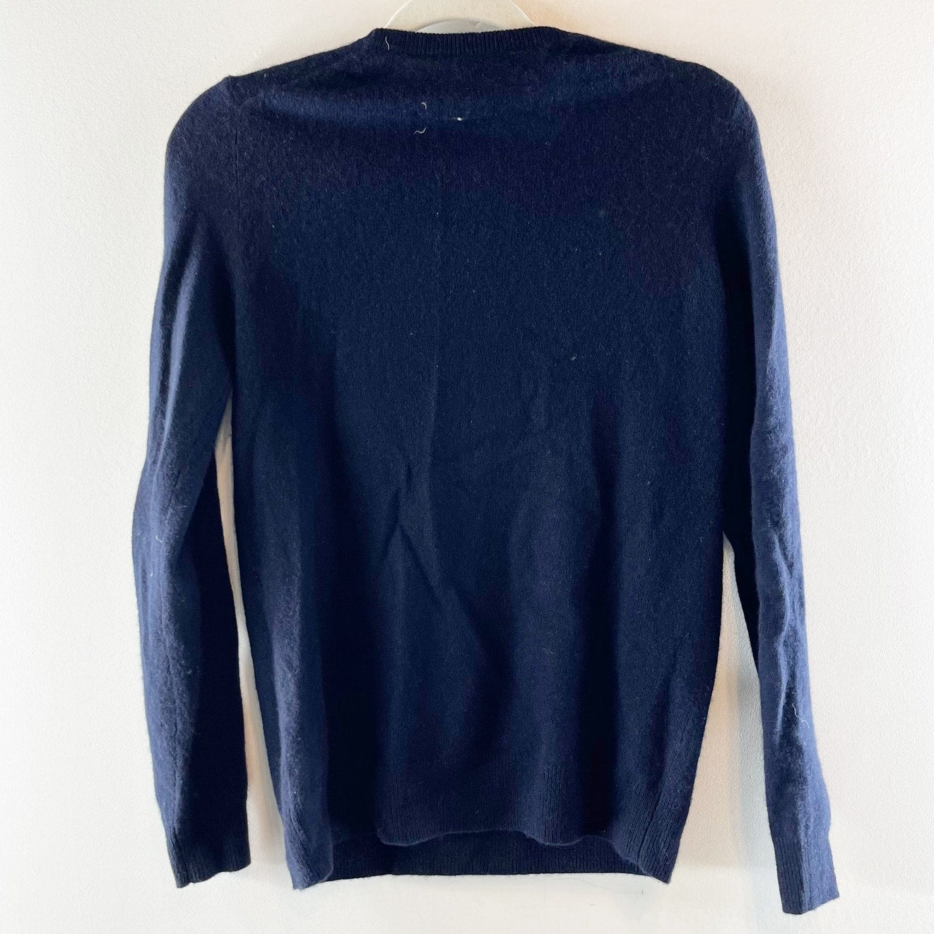 C By Bloomingdales Cashmere Long Sleeve Crewneck Sweater Navy Blue Small