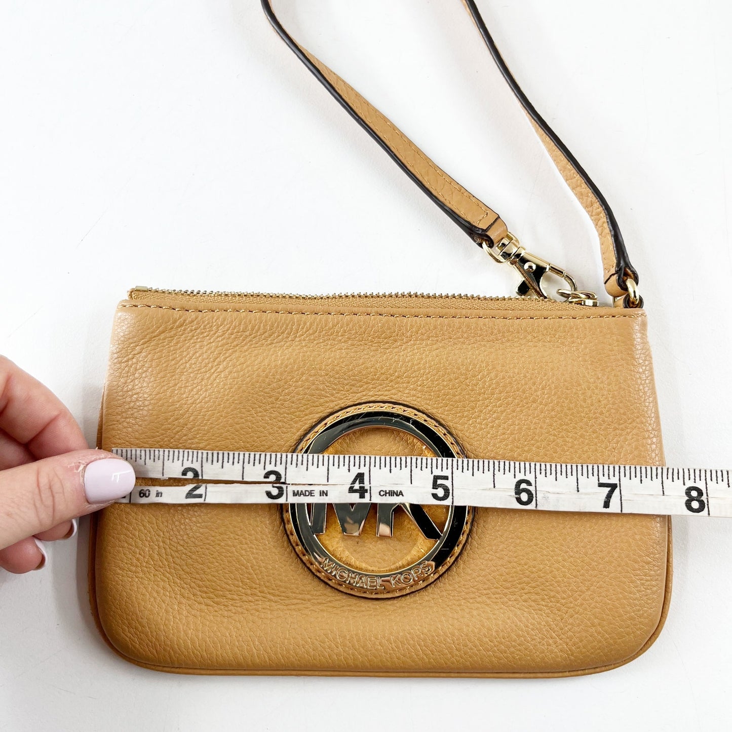 Michael Kors Fulton Zip Leather Wristlet Wallet Gold