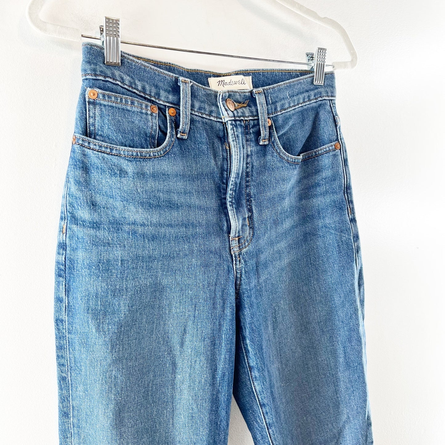 Madewell High Rise Raw Hem Perfect Vintage Jeans Blue 25