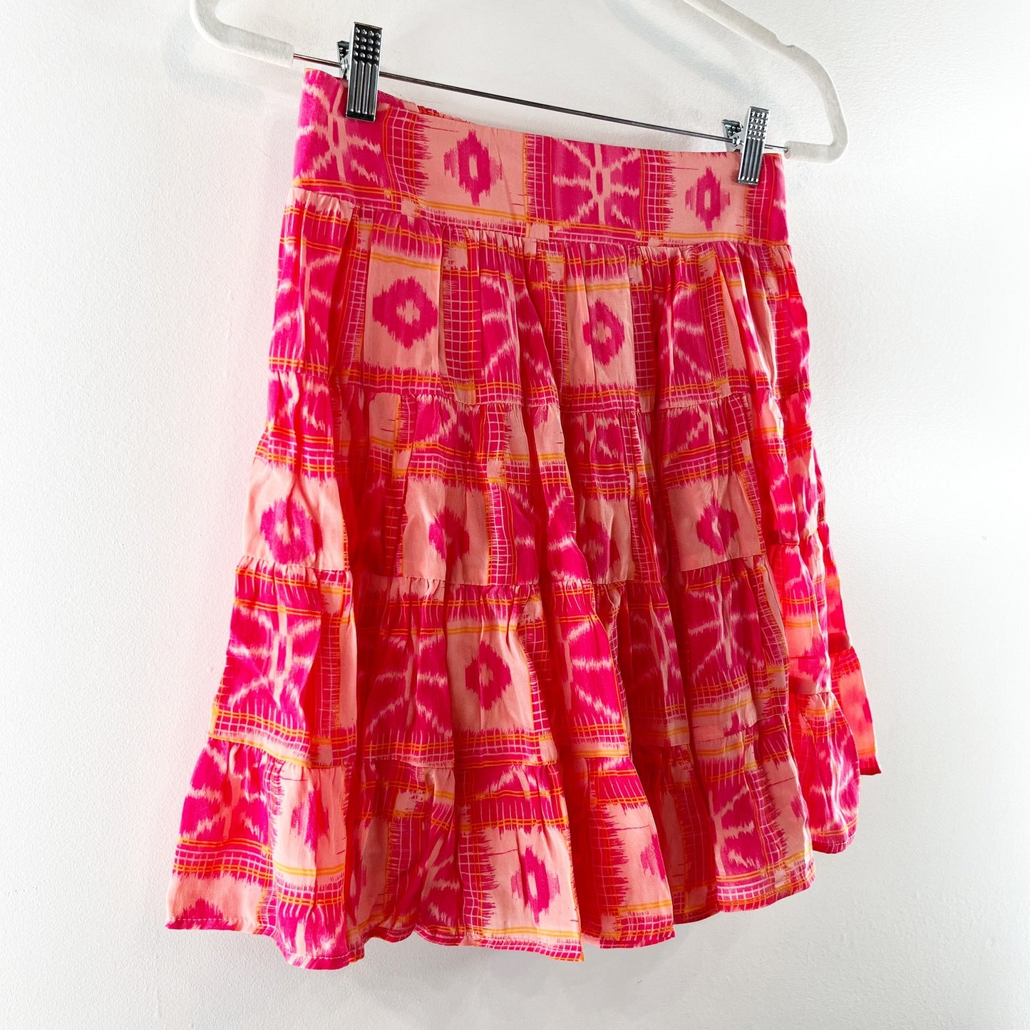Anthropologie Danielle Duer Tiered Mini Skirt Pink XS