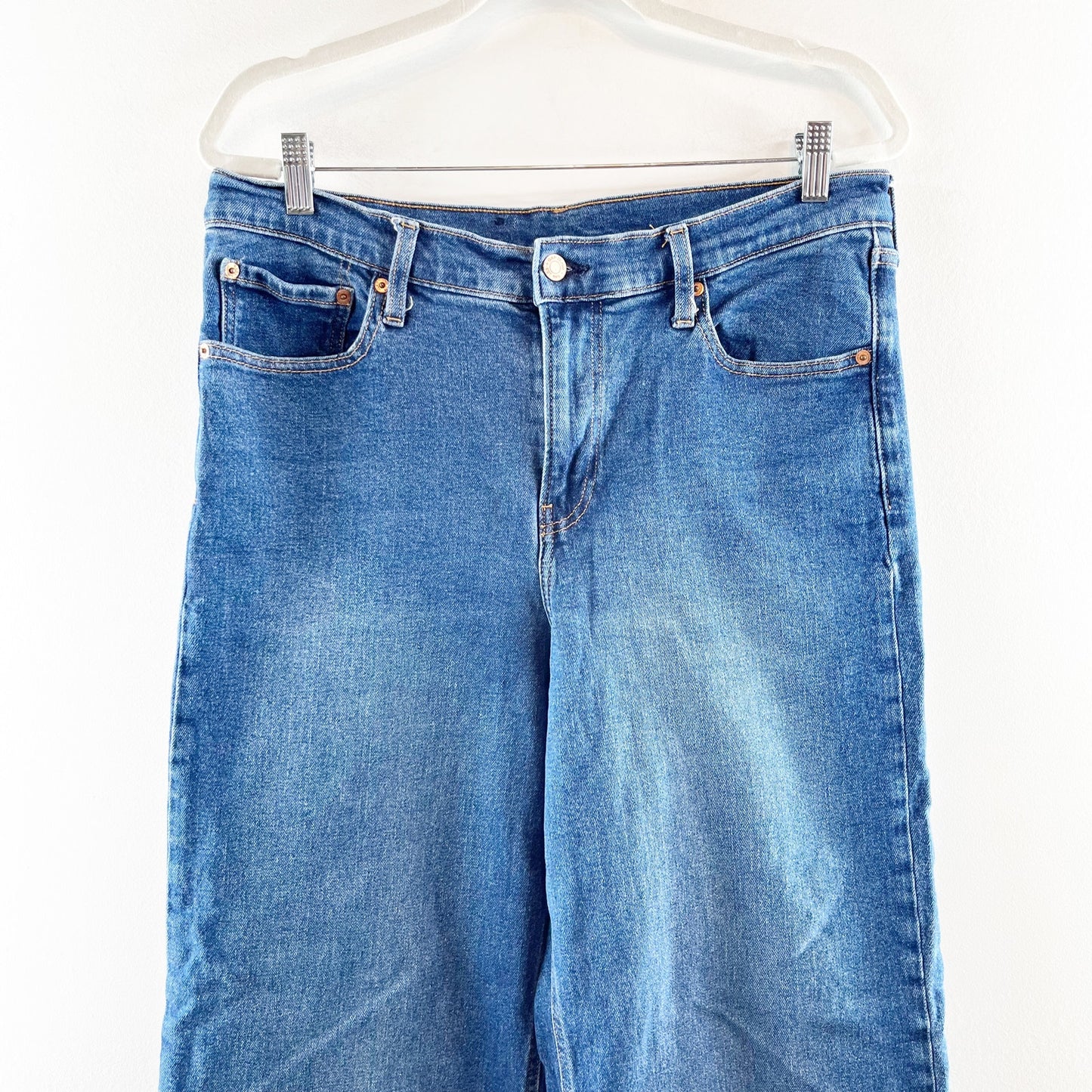 GAP High Rise Stride Wide Leg Jeans Medium Indigo Blue 32 / 14