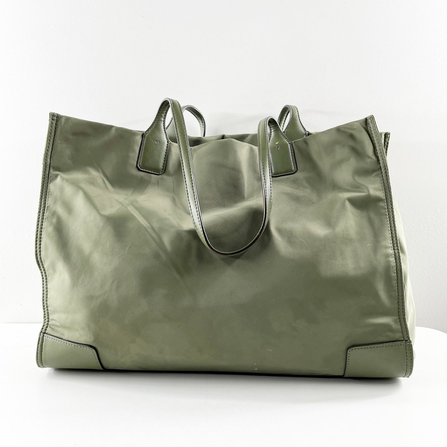 Tory Burch Ella Nylon Tote Bag Travel Purse Green Large