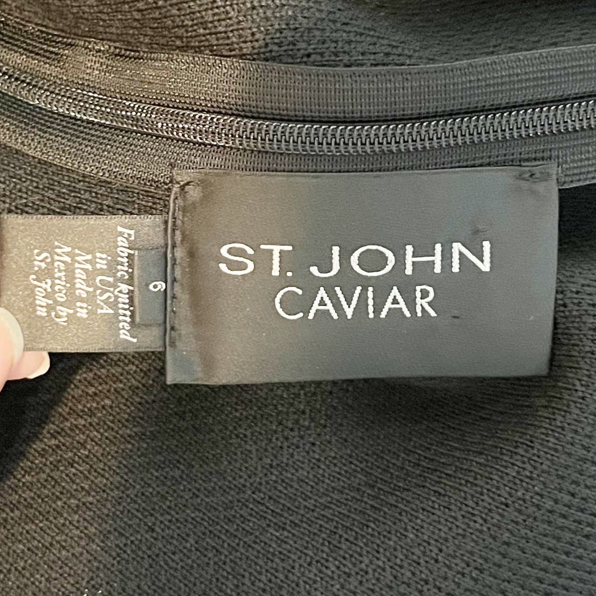 St. John Caviar Wool Blend Sleeveless Sheath Mini Dress Black 6