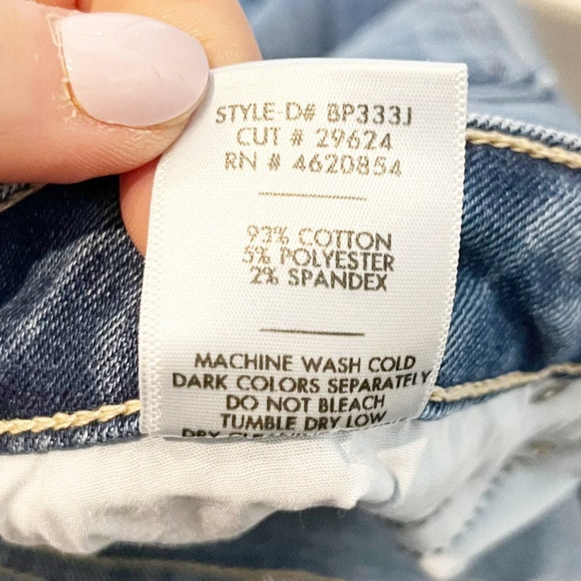 Just Black Denim Mid Rise Fall Flare Raw Hem Jeans Medium Wash Blue 27