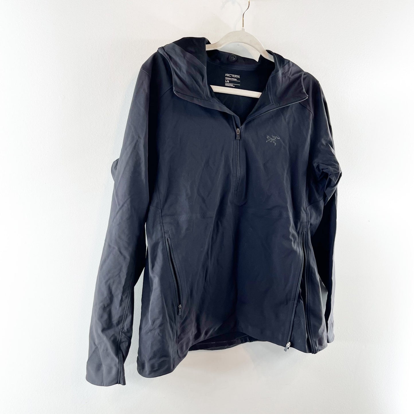 Arc'teryx Trino SL Long Sleeve 1/2 Zip Hooded Anorak Jacket Black Large