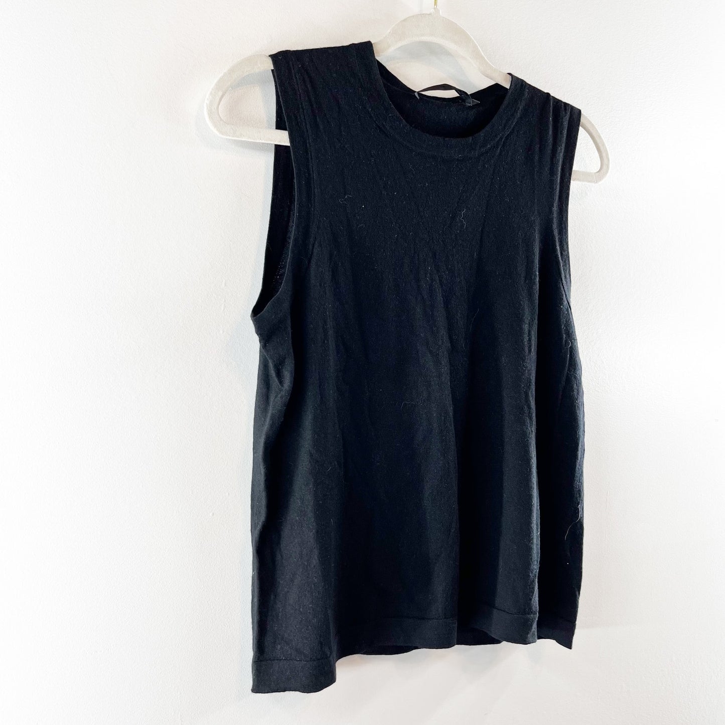 Jenni Kayne Sleeveless Merino Wool Shell Tank Top Black Large