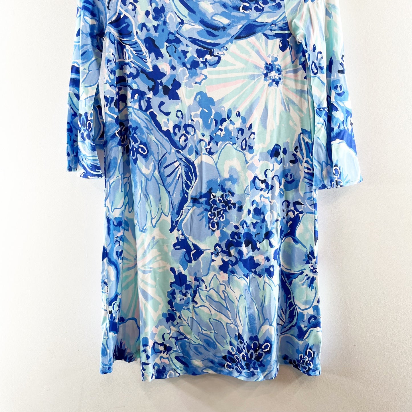 Lilly Pulitzer Ophelia 3/4 Sleeve Floral Mini Shift Dress Blue XS