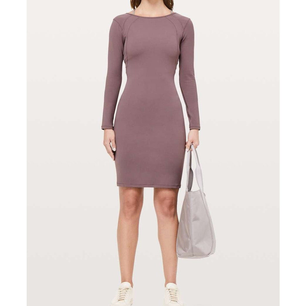 Lululemon Contour Mini Long Sleeve Dress Nulu Antique Bark Purple 6