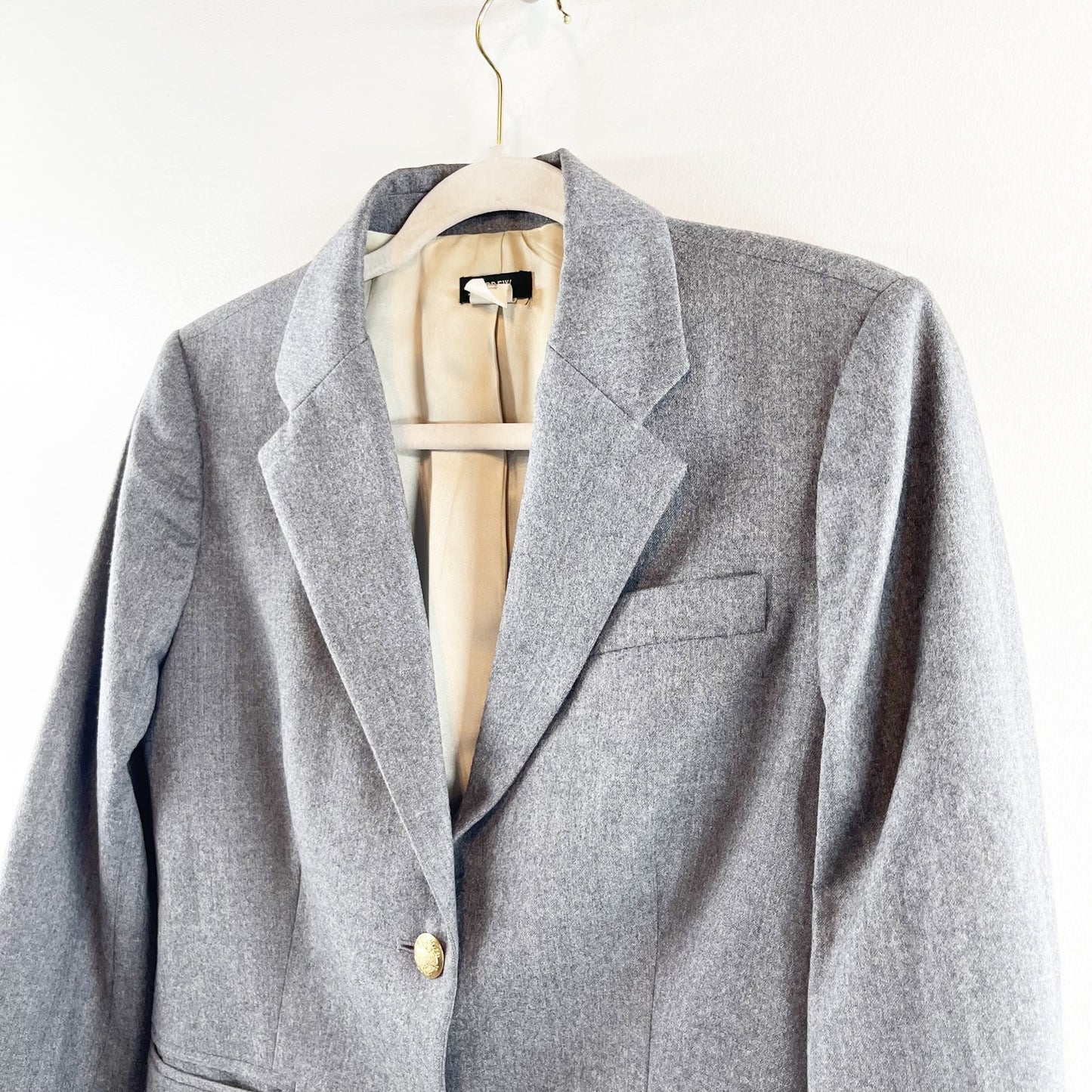 J. Crew Wool Schoolboy Double Button Blazer Jacket Gold Buttons Gray 8