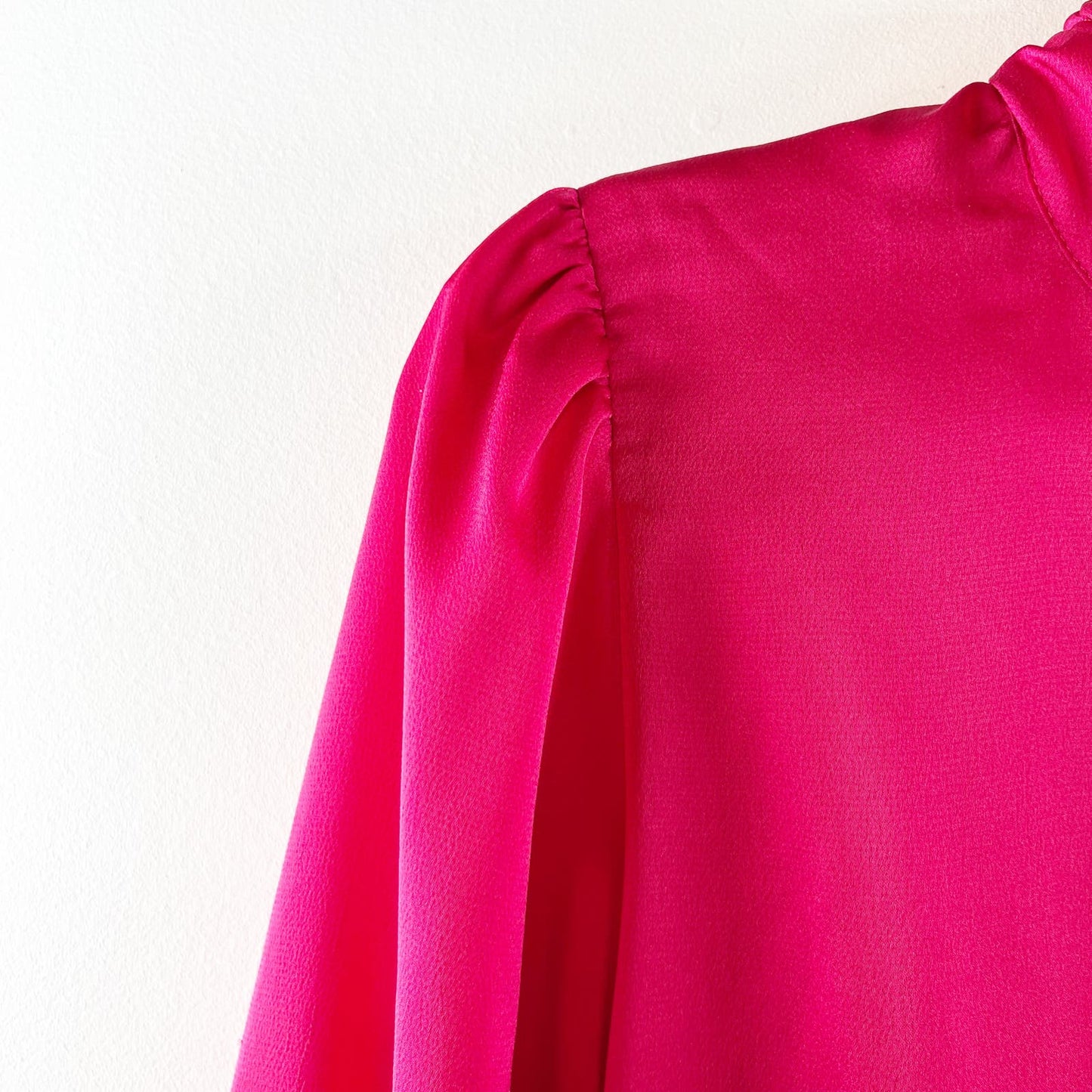 Allison Joy Evereve Harper Satin Long Sleeve Mock Neck Blouse Pink Medium