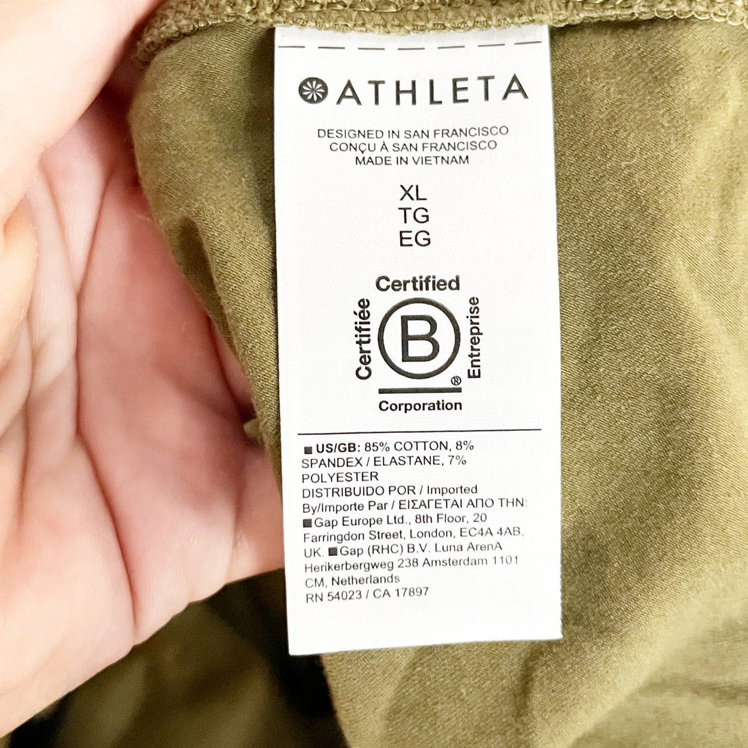 Athleta Outbound Twist Short Sleeve Tee Shirt Olive Green XL