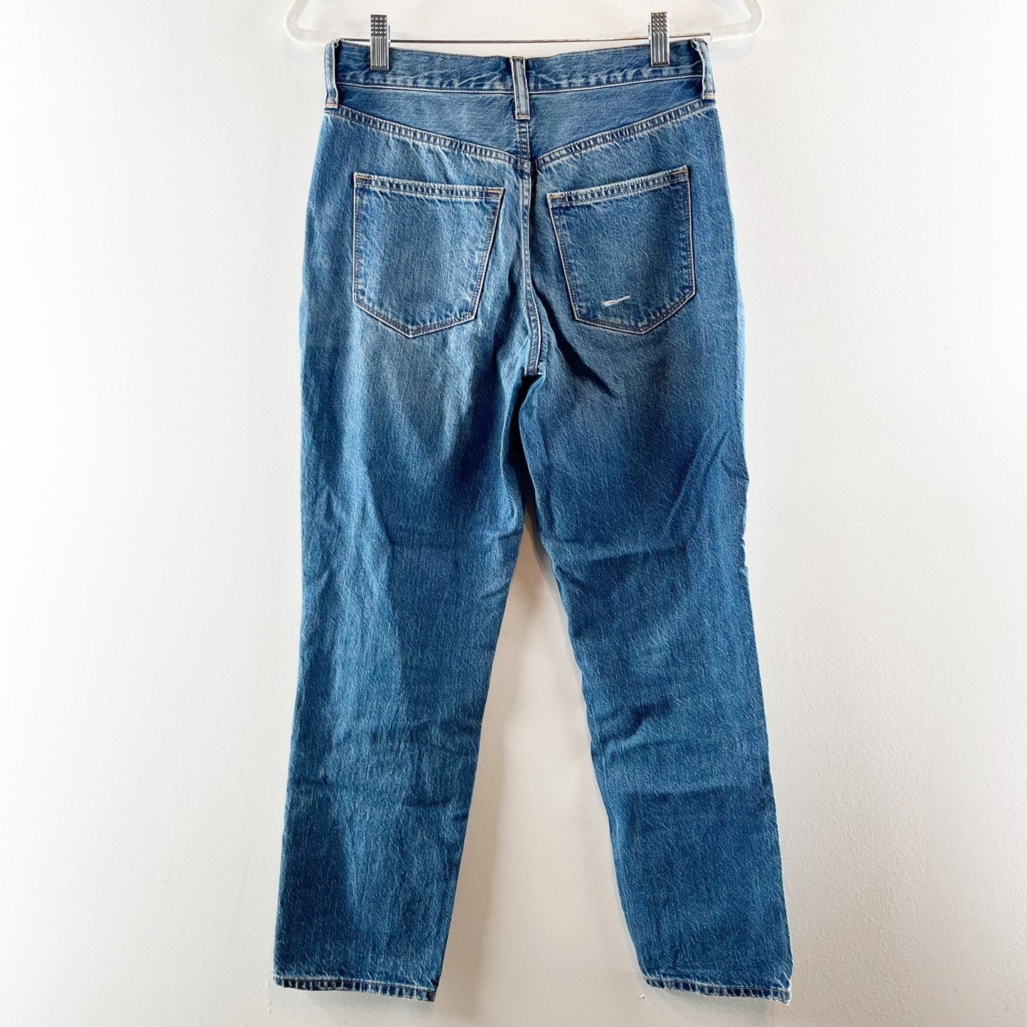 J. Crew Button Fly High Rise Straight Leg Jeans Blue Fleur Wash Blue 25 / 0