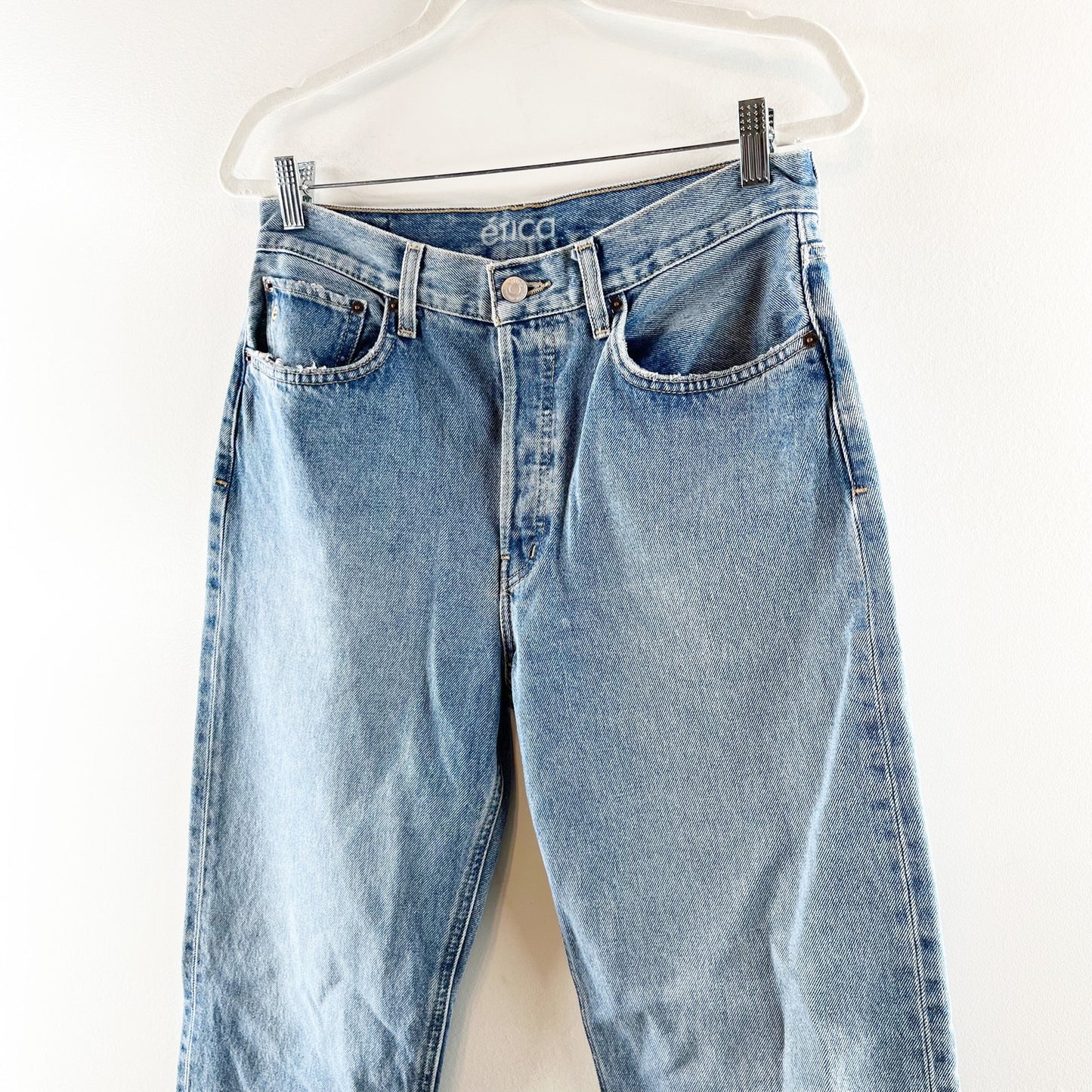 Etica Tyler Vintage High Rise Button Fly Straight Leg Jeans Blue 30