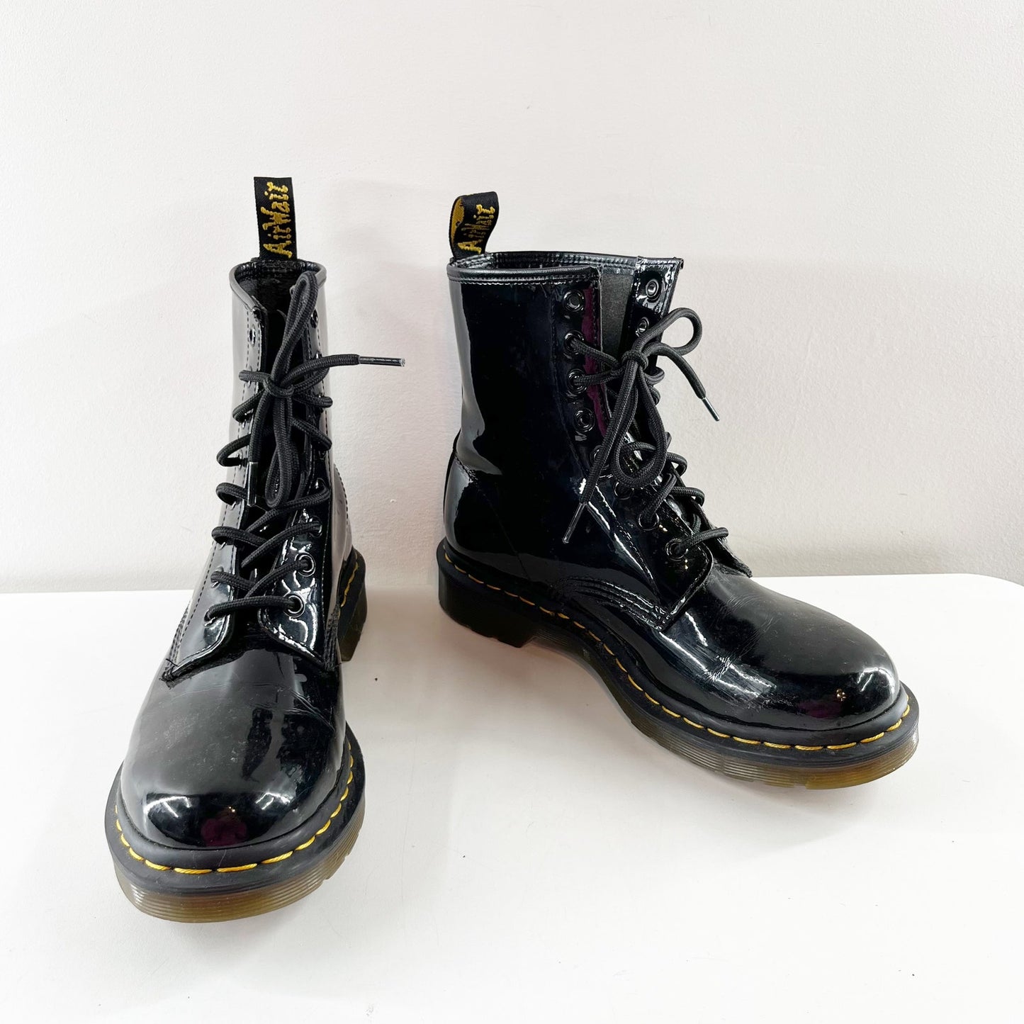 Dr. Martens 1460 Patent Leather Lace Up Combat Boots Black 7