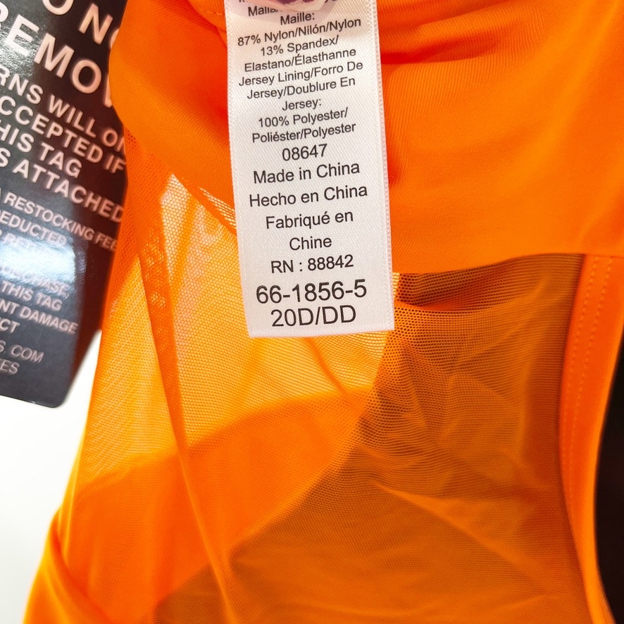 Swimsuits For All Underwire Mesh One Piece Swimsuit Orange 20D / DD / XL