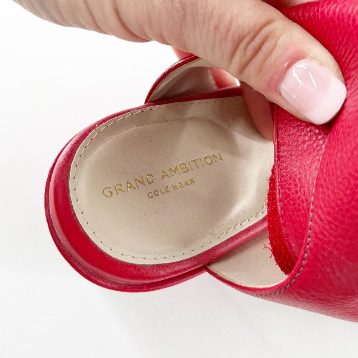 Cole Haan Grand Ambition Platform Chunky Wedge Heel Sandals Red Purple 8