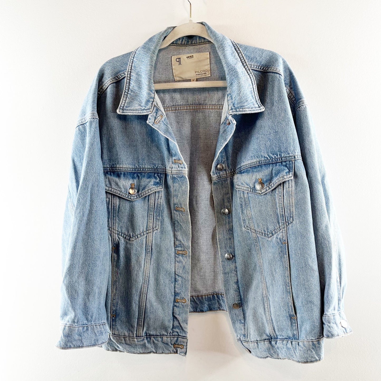 Pilcro Anthropologie The Western Denim Boyfriend Oversized Trucker Jacket XLP