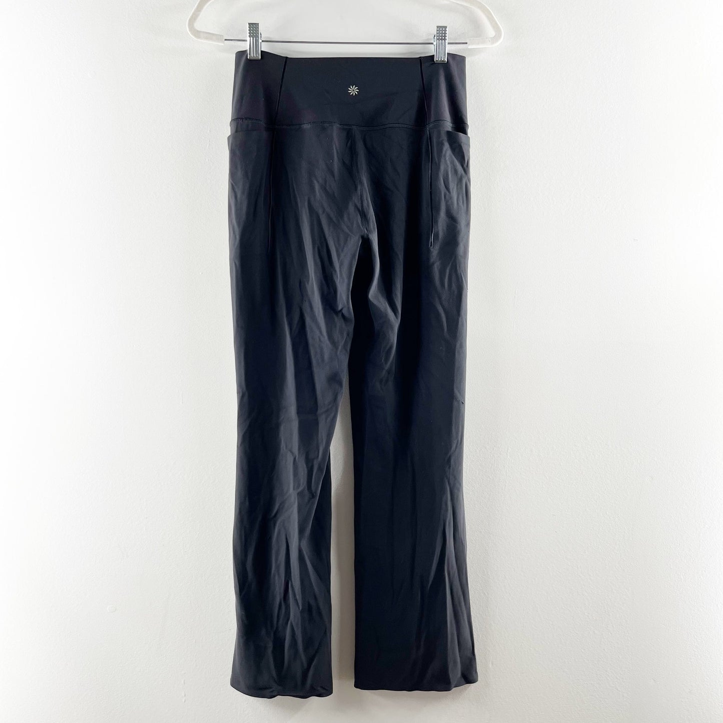 Athleta Transcend Stash Crop High Rise Straight Leg Pants Leggings Black Large