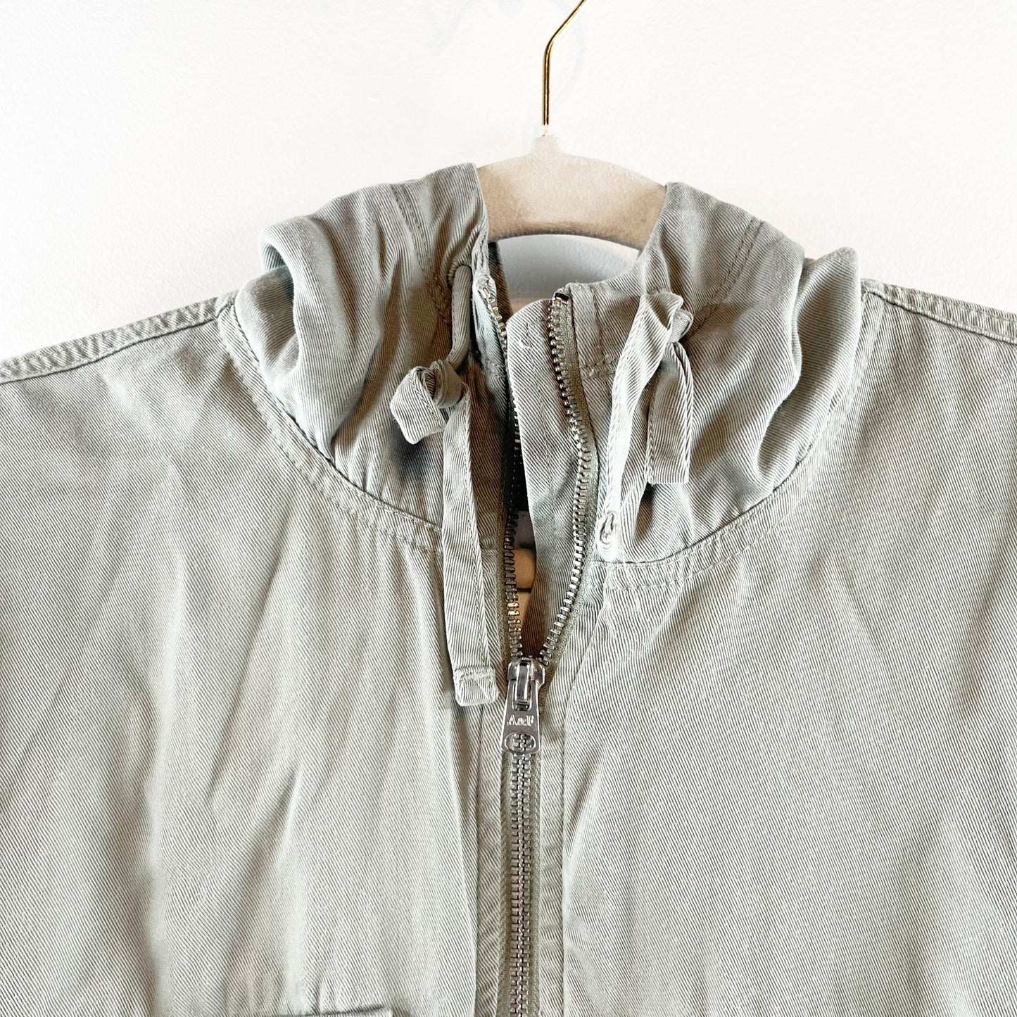 Abercrombie Utility Hooded Cropped Full Zip Jacket Green XXS