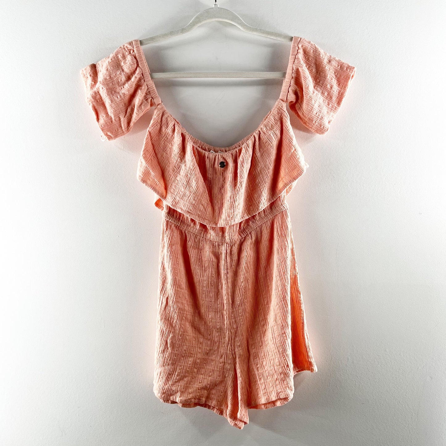 Roxy Off The Shoulder One Piece Romper Peach Orange Small