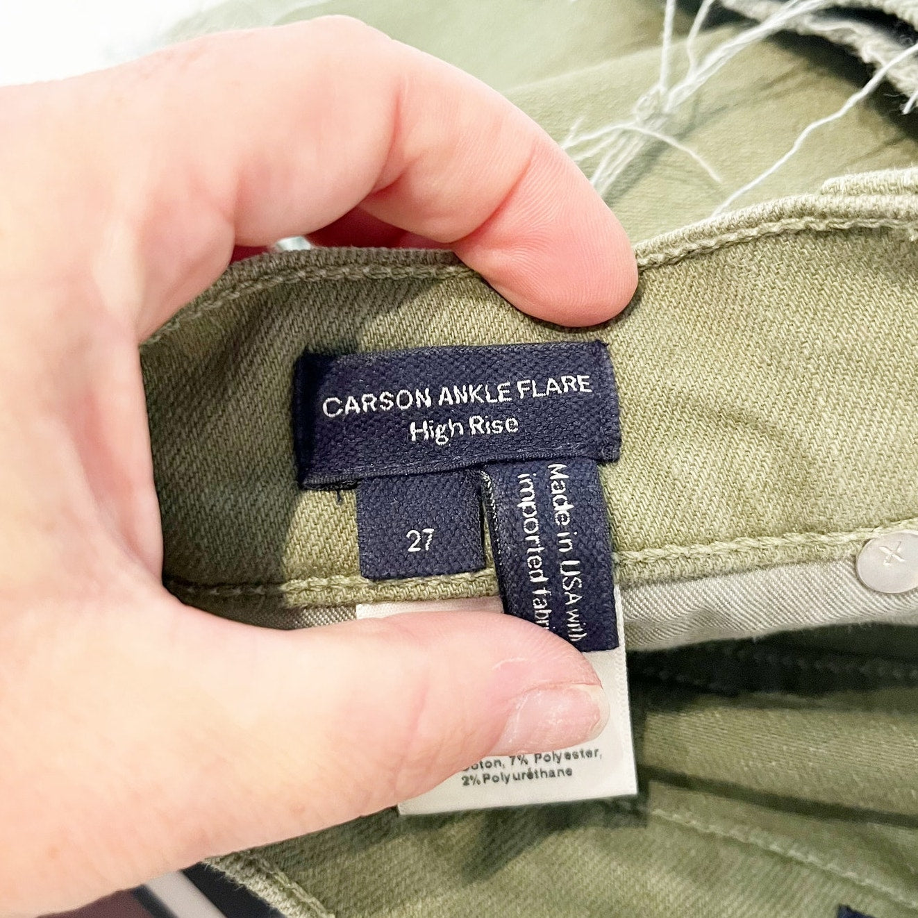 Veronica Beard Carson High Rise Ankle Flare Jeans Pants Green 27