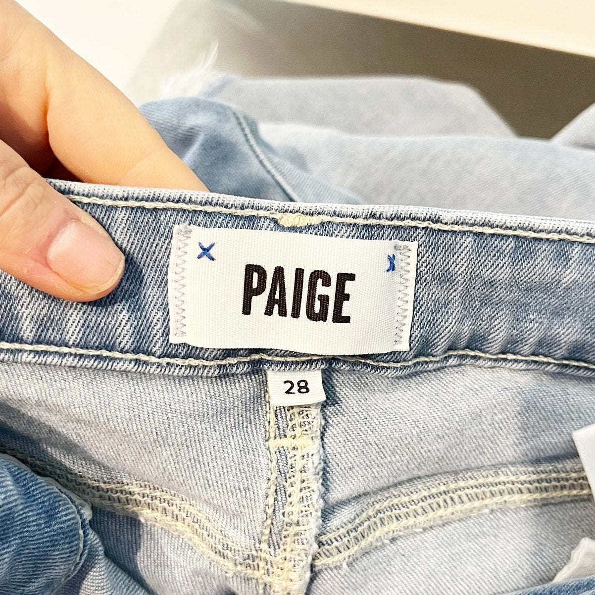 Paige Rory Cotton Blend Denim Frayed Hem Cropped Flare Jeans Blue 28 / 6
