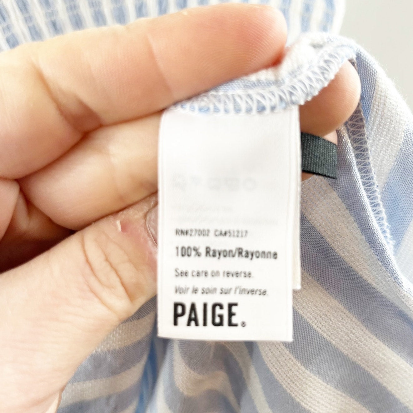 Paige Christina Striped Short Sleeve Smocked Waist Mini Dress Blue White Medium