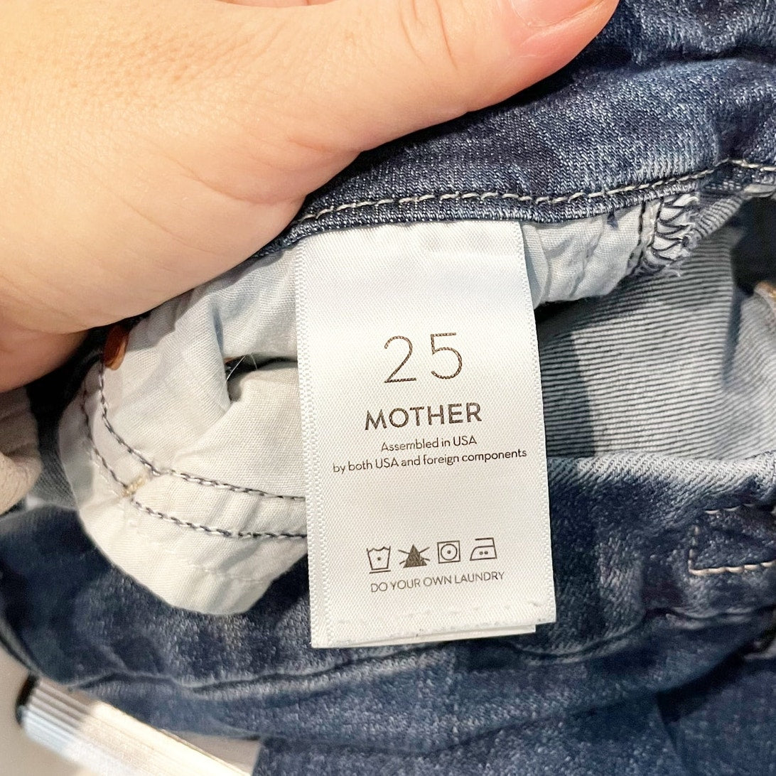 Mother High Waisted Looker Jeans Teaming Up Dark Wash Blue 25