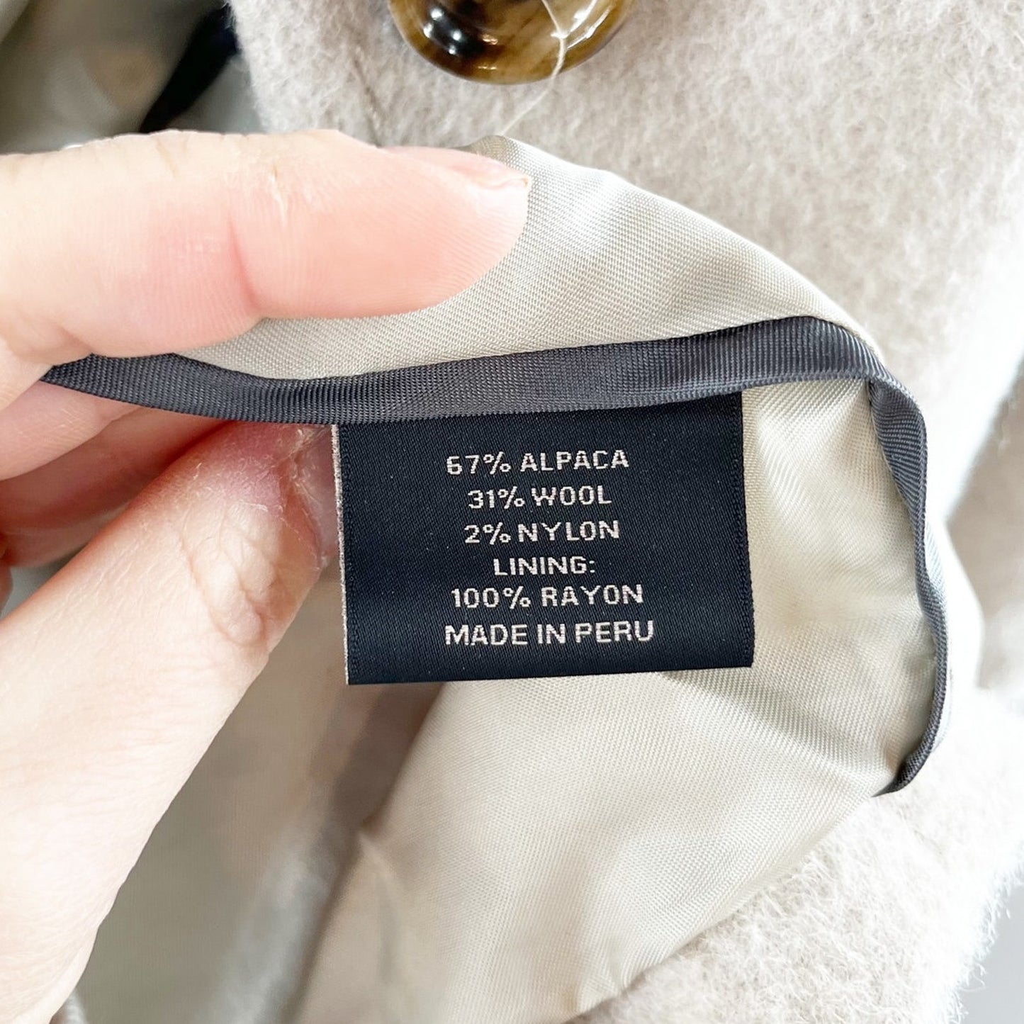 Katherine Kelly Lined Alpaca Wool Knee Length Peacoat Jacket Tan Beige 16