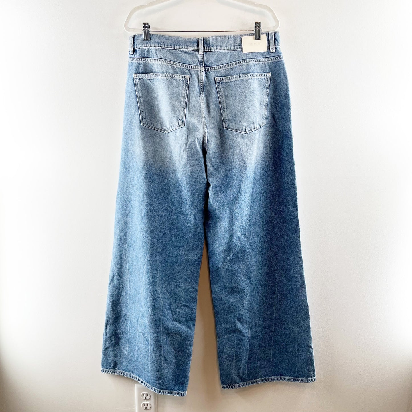 DL1961 Hepburn High Rise Wide Leg Distressed Salton Sea Jeans Denim Blue 32