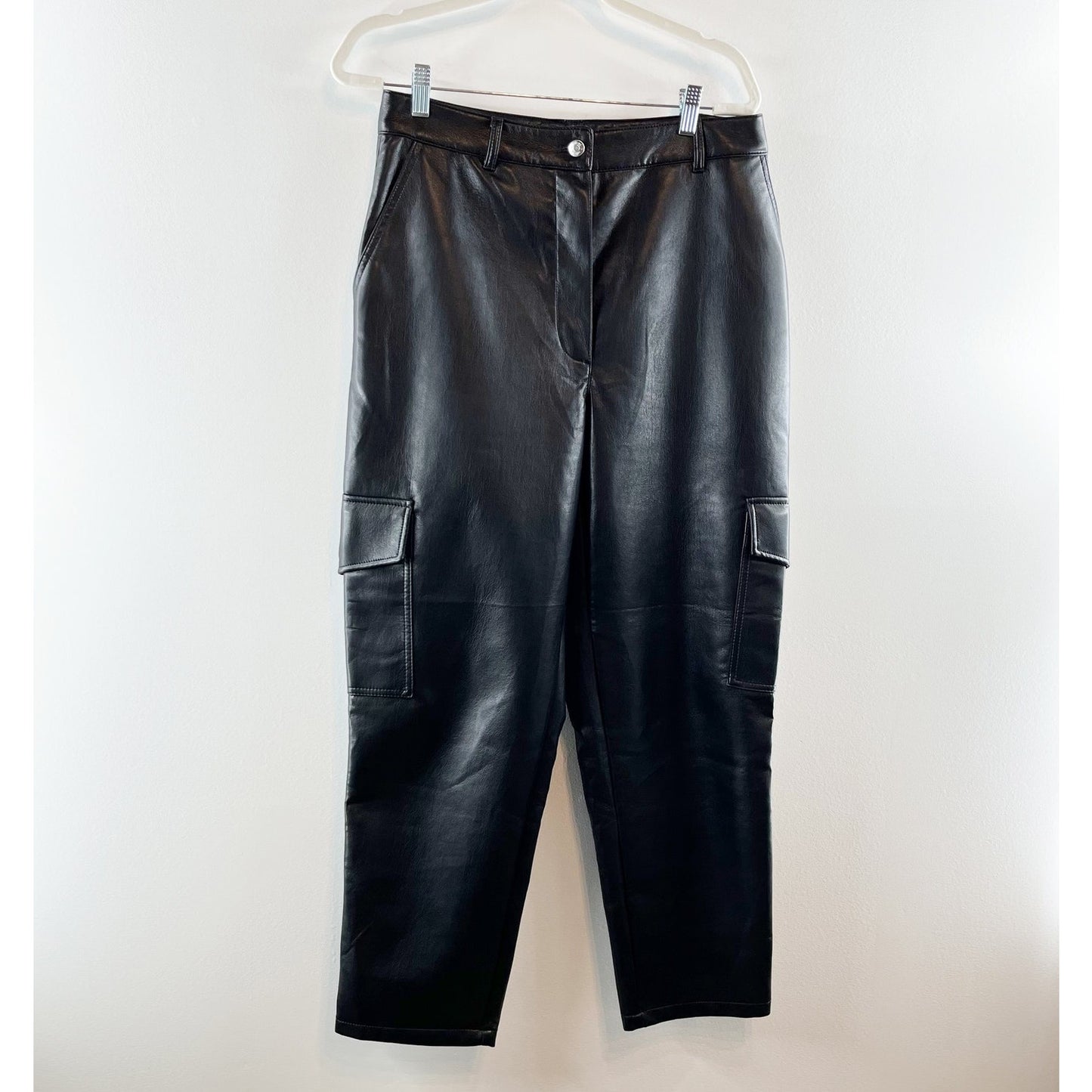 Wilfred Aritzia Faux Leather High Rise Modern Cargo Pants Black 12 / 31
