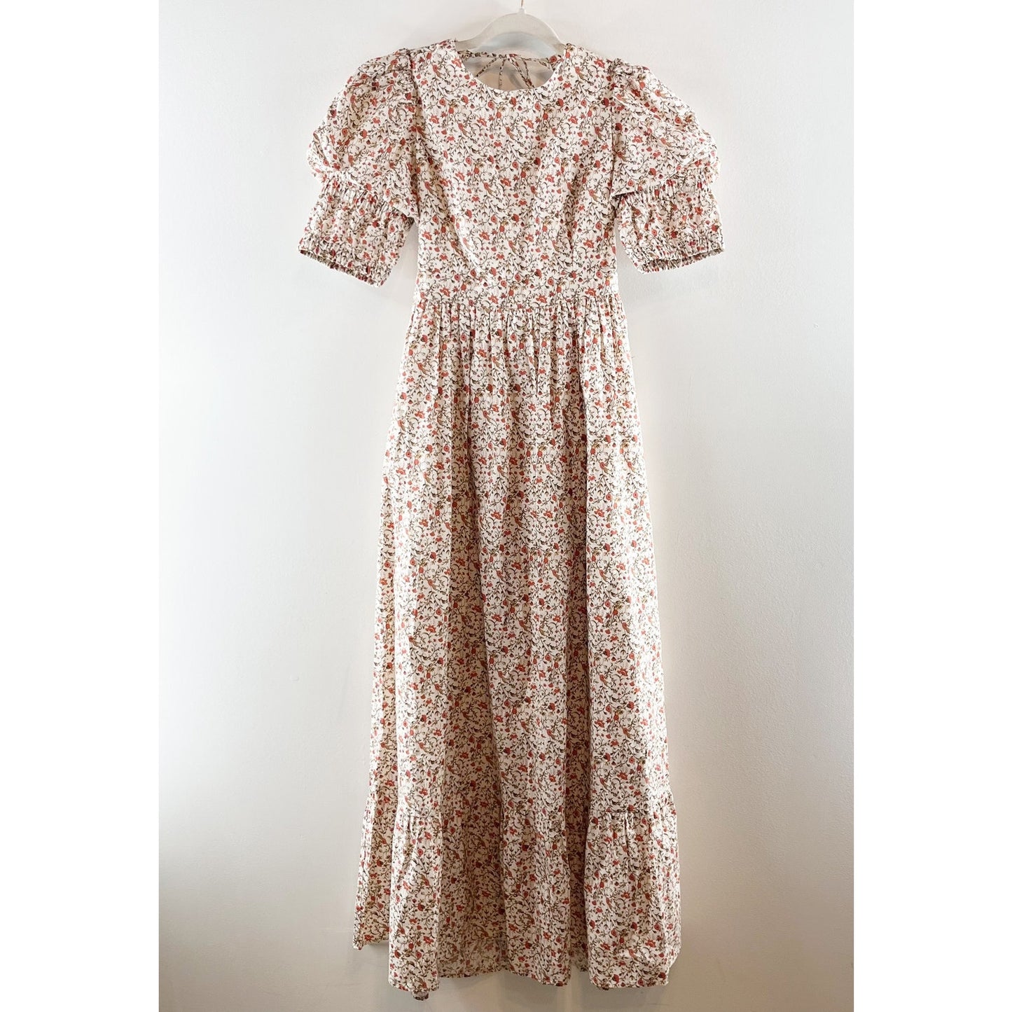 o.p.t One Pretty Time Hayden Puff Sleeve Open Back Floral Maxi Dress Pink Small