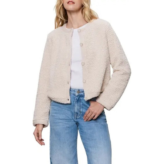 Sanctuary Cozy Textured Boucle Knit Button Up Cardigan Sweater Light Oat XS