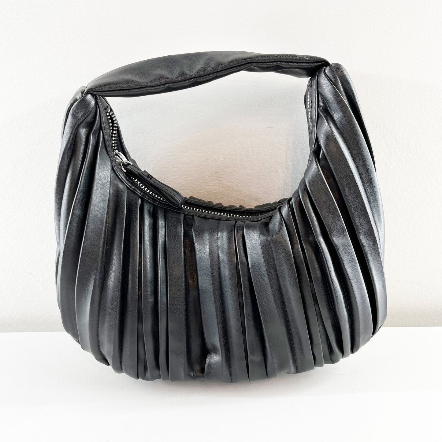 Topshop Pleated Plisse Shoulder Mini Bag Purse Black