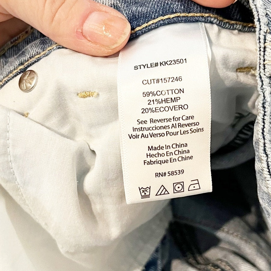 Kut From The Kloth Brea Front Slit Midi Denim Skirt Medium Wash Blue 4