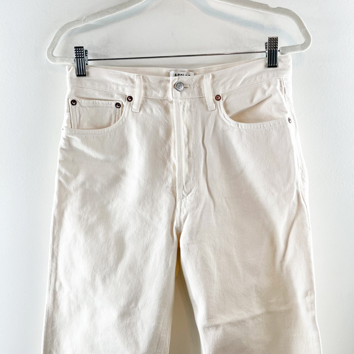 Agolde High Rise 90's Crop Straight Leg Button Fly Jeans White 26 / 2