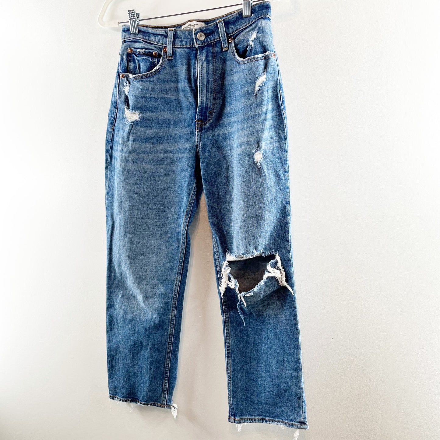 Abercrombie & Fitch The Ankle Straight Ultra High Rise Jeans Curve Love Blue 4 S
