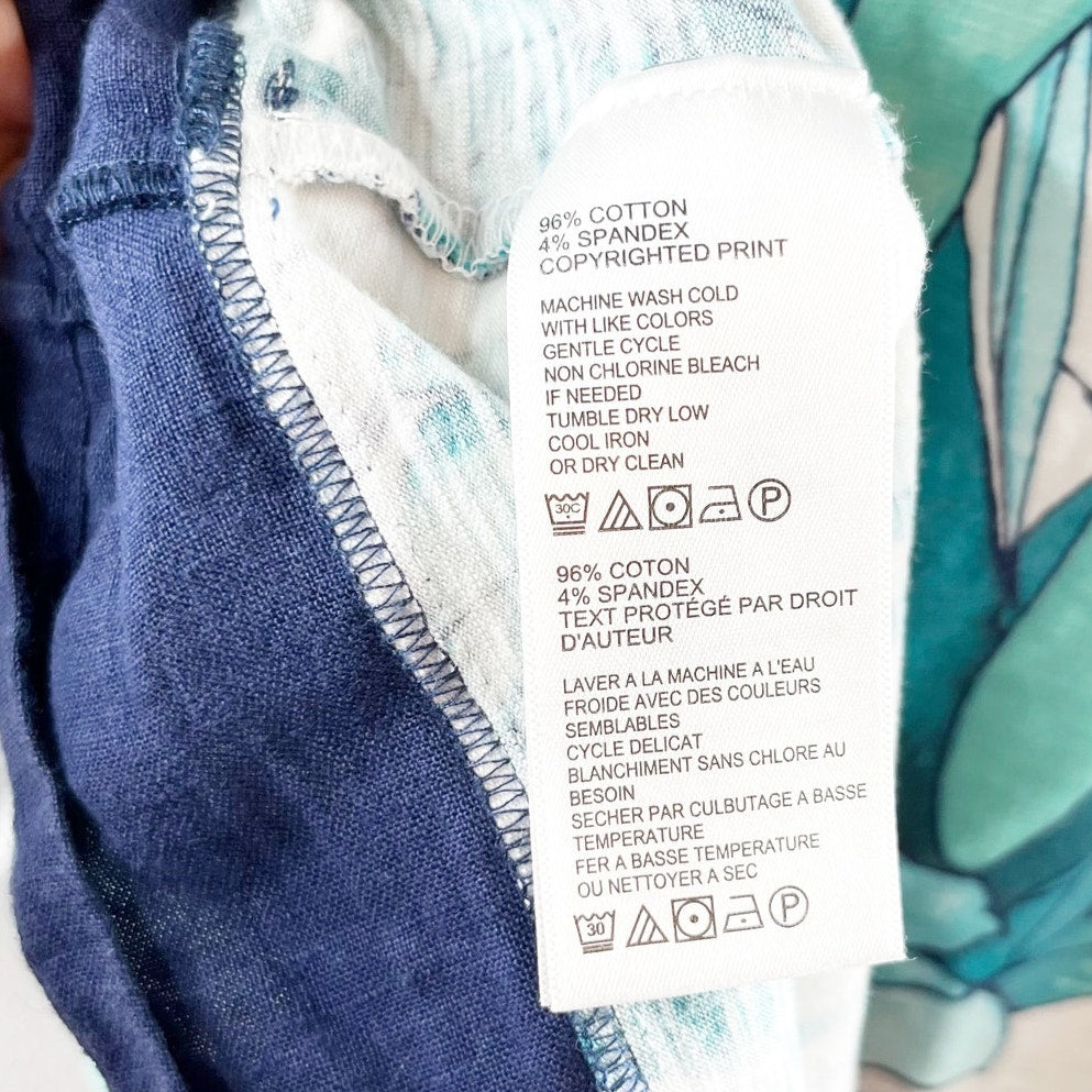 Tommy Bahama Sleeveless Shift Palm Tree Mini Dress White Blue Green Large