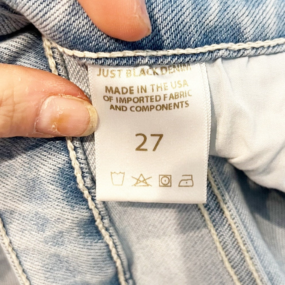 Just Black Denim The Arrow Light Wash High Waisted Straight Jeans Blue 27