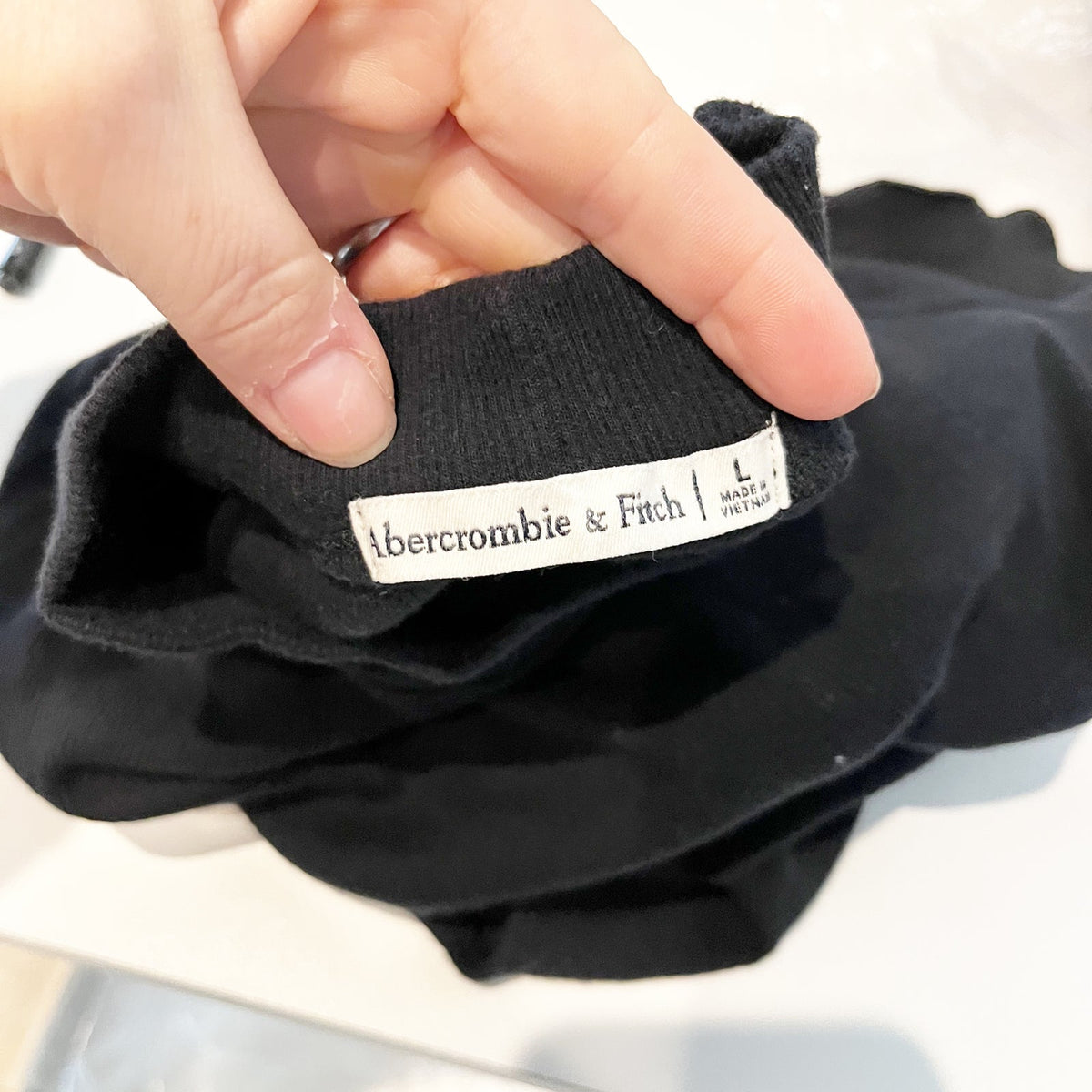 Abercrombie & Fitch Short Sleeve Mock Neck Ribbed Thong Bodysuit Black Large