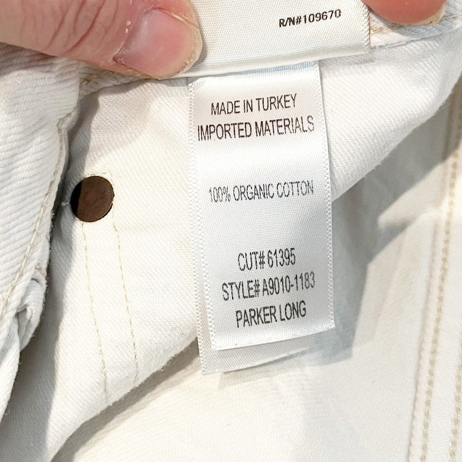 AGOLDE Parker Long Button Fly Organic Cotton Cutoff Jean Shorts White 32