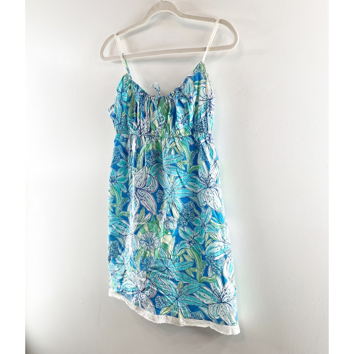 Lilly Pulitzer Tie Front Mini Slip Dress Pick of The Bunch Blue Large