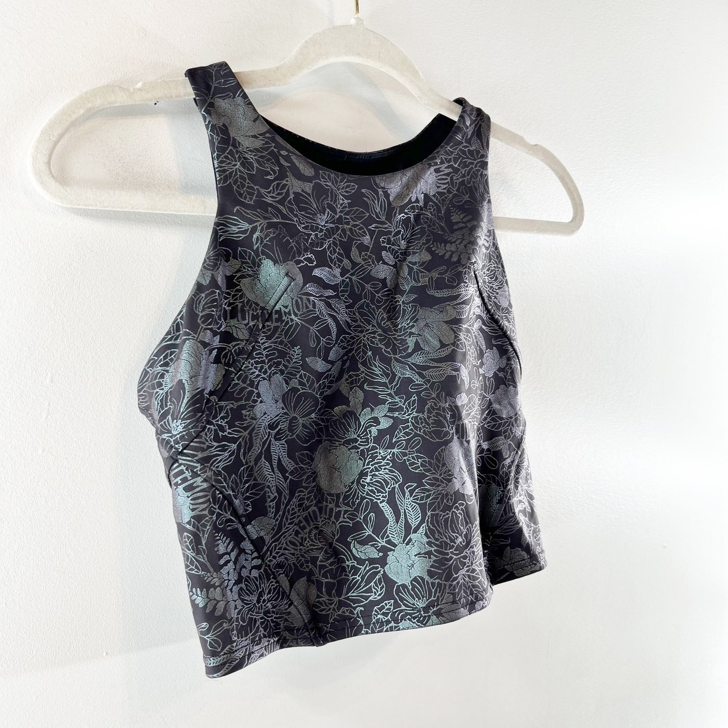 Lululemon Invigorate Training Tank Top Foil Logo Flourish Black Iridescent 6