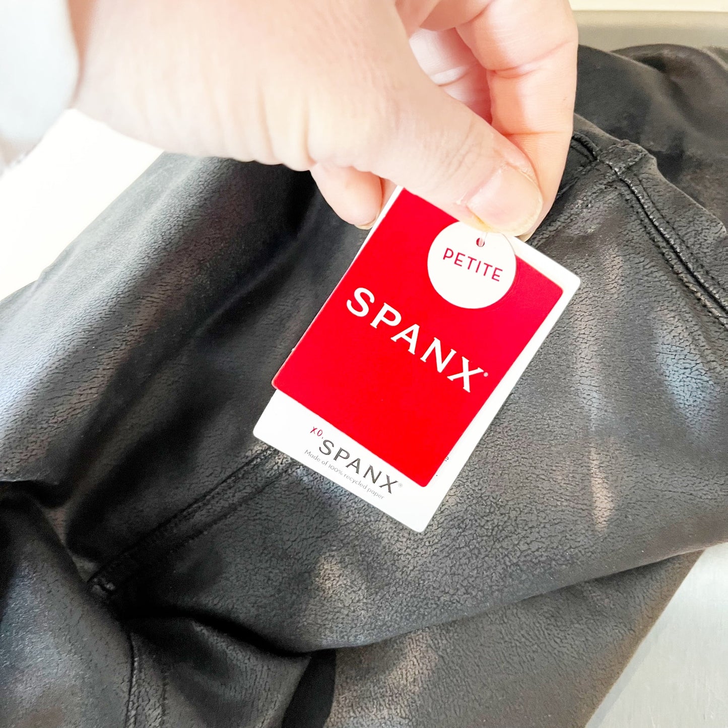 Spanx High Rise Compression Faux Leather Leggings Black XL Petite