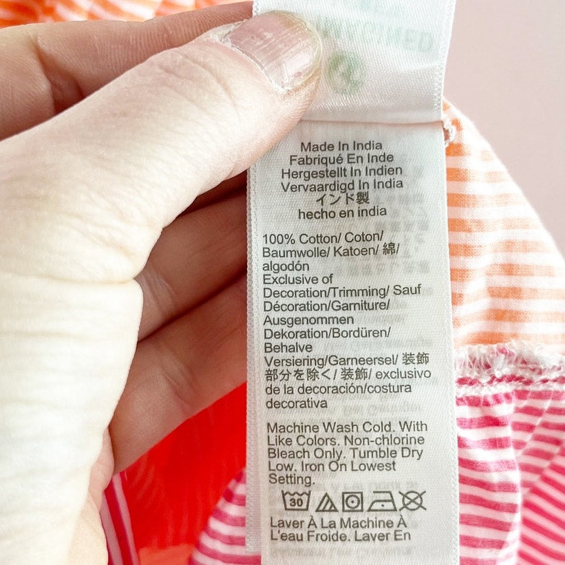 J. Crew Smocked Striped Colorblock Tiered Midi Sundress Dress Pink Orange XXL