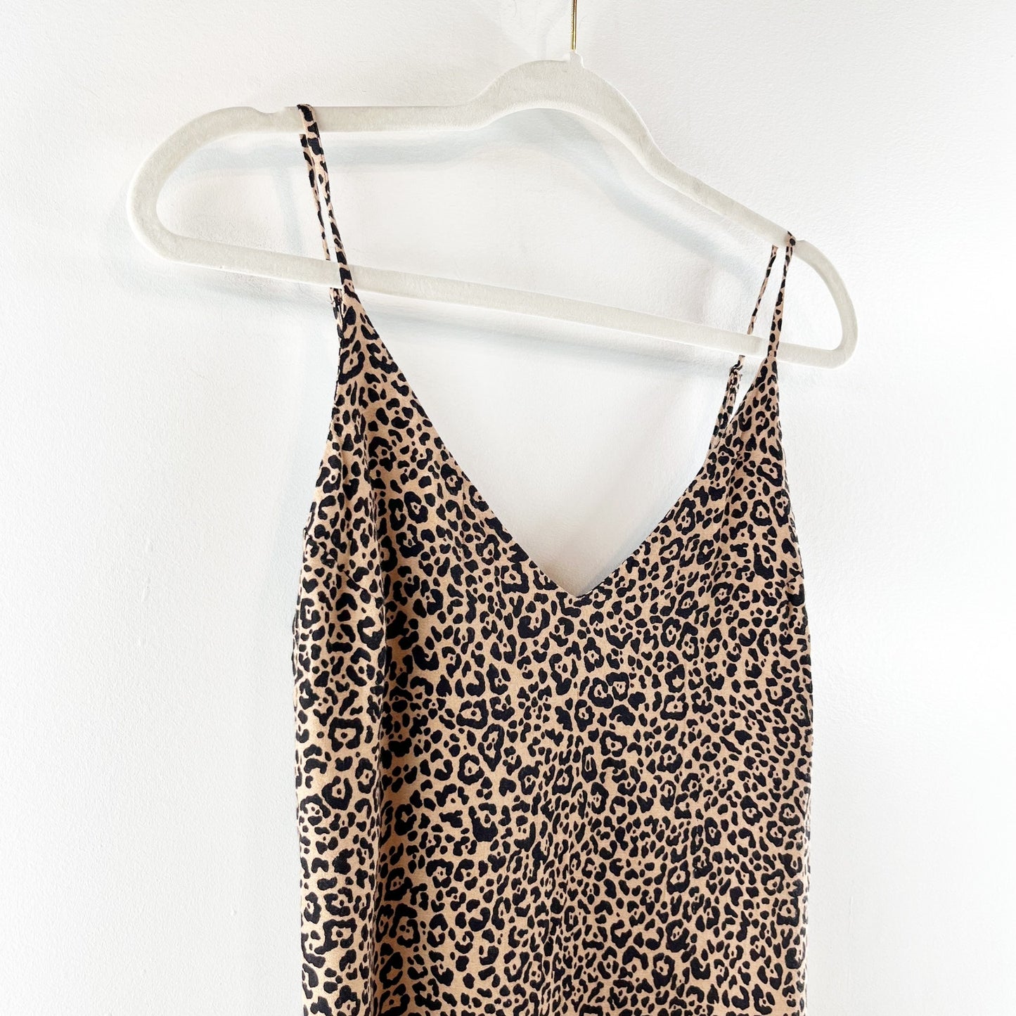 Reformation Marlowe Leopard Print Mini Slip Dress Brown Black XS