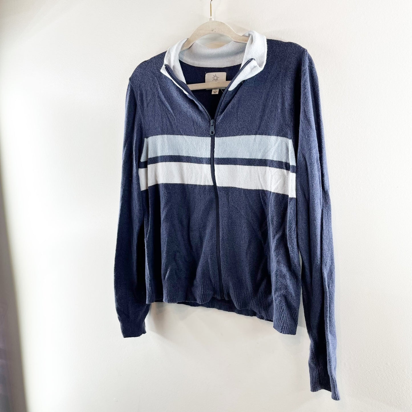 OFFLINE by Aerie Long Sleeve Sweater Track Jacket Fresh Bright Navy Blue Large