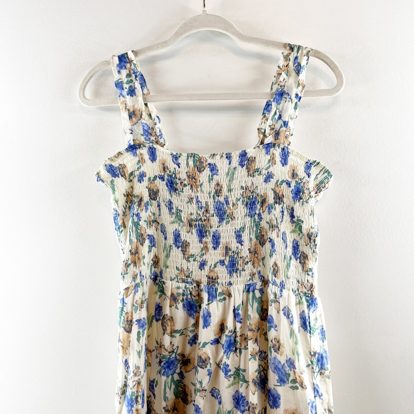 Heartloom Ronnie Floral Smocked Midi Dress Bellflower White Medium