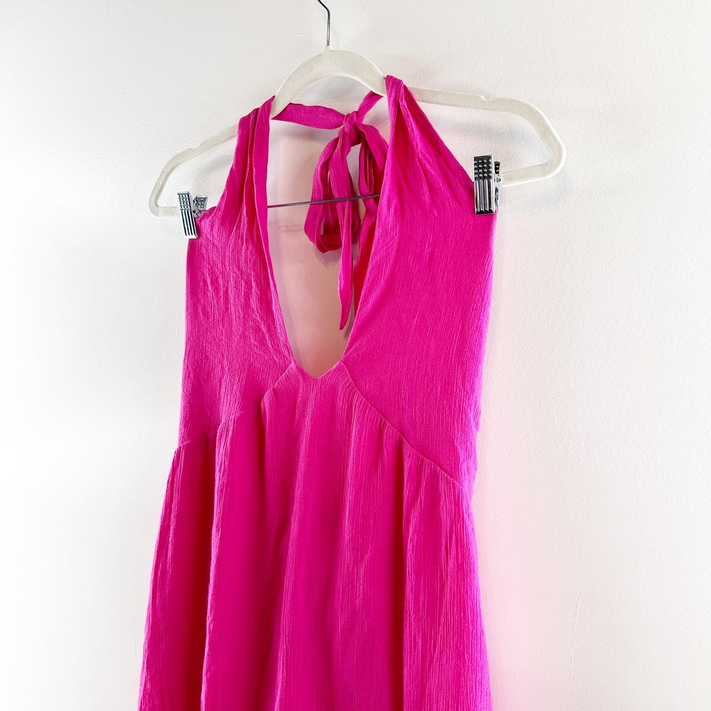 Pink Lily Cruise Through Town Halter Keyhole Mini Dress Hot Pink Large